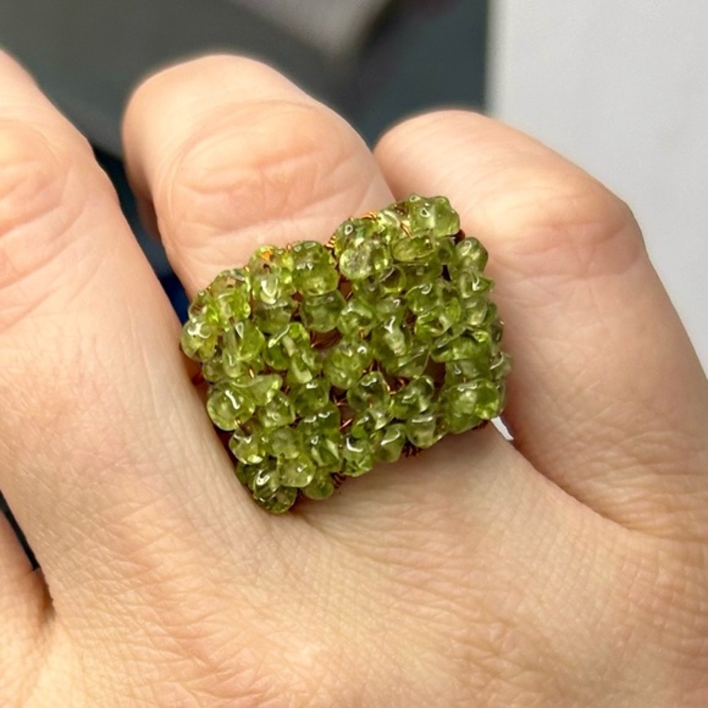 Vintage Green Cluster Gemstone Ring